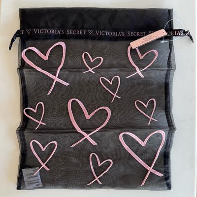 Victoria's Secret Bags | 1 Retired Victoria's Secret Sheer Black/Pink Hearts Lingerie Travel/Wash Bag | Color: Black/Pink | Size: Os