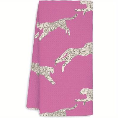 TEMU Ultra- Leopard Print Kitchen Towel - 18x26 Inch, Reusable Polyester Dish & Tea Towel, Home And Housewarming Gifts Image