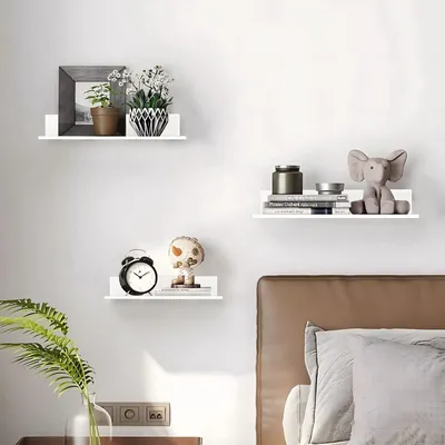 30/40/50cm Metal Floating Shelves Wall Mounted Storage Shelf Kitchen Shower Room Bedroom Device Bathroom Organizer Accessories