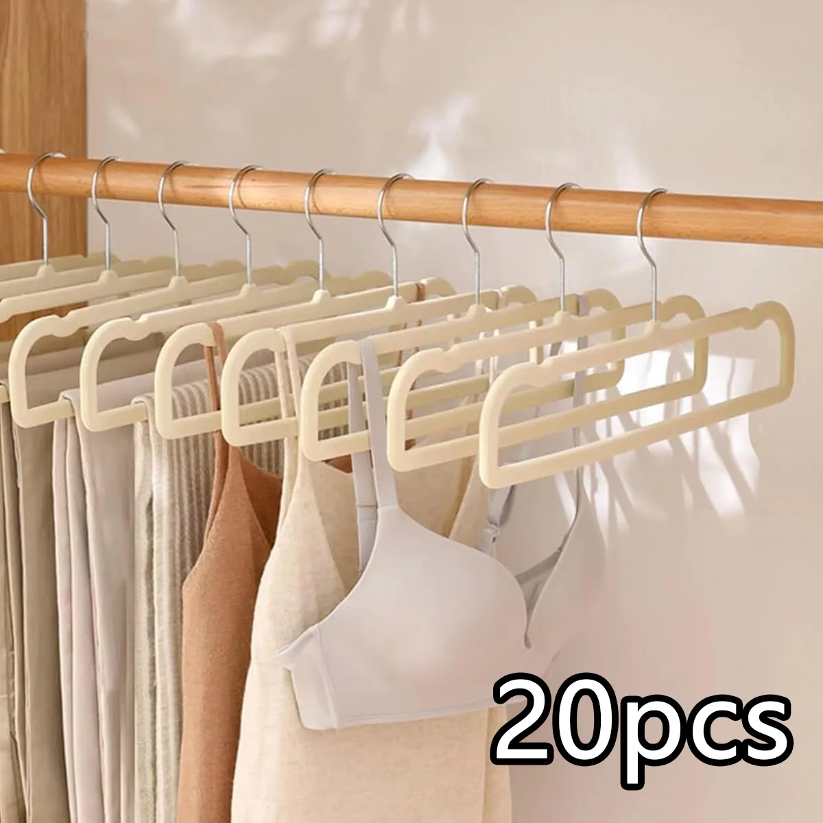 Hosenbügel aus Samt, mit rutschfesten Stangen, 20-teiliges Set aus losen Filz-/Hosenbügeln, schlanke und stilvolle, platzsparende Kleiderbügel, 360 ° Drehbarer Haken, BH- und Tanktop-Aufhänger,