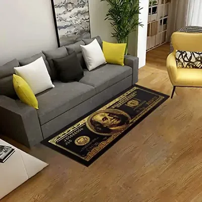 VIKAMA Upgraded Material Black Gold Dollar Kitchen Mats Bedroom Bedside Rugs Living Room Bathroom Thickened Carpet Home Decor