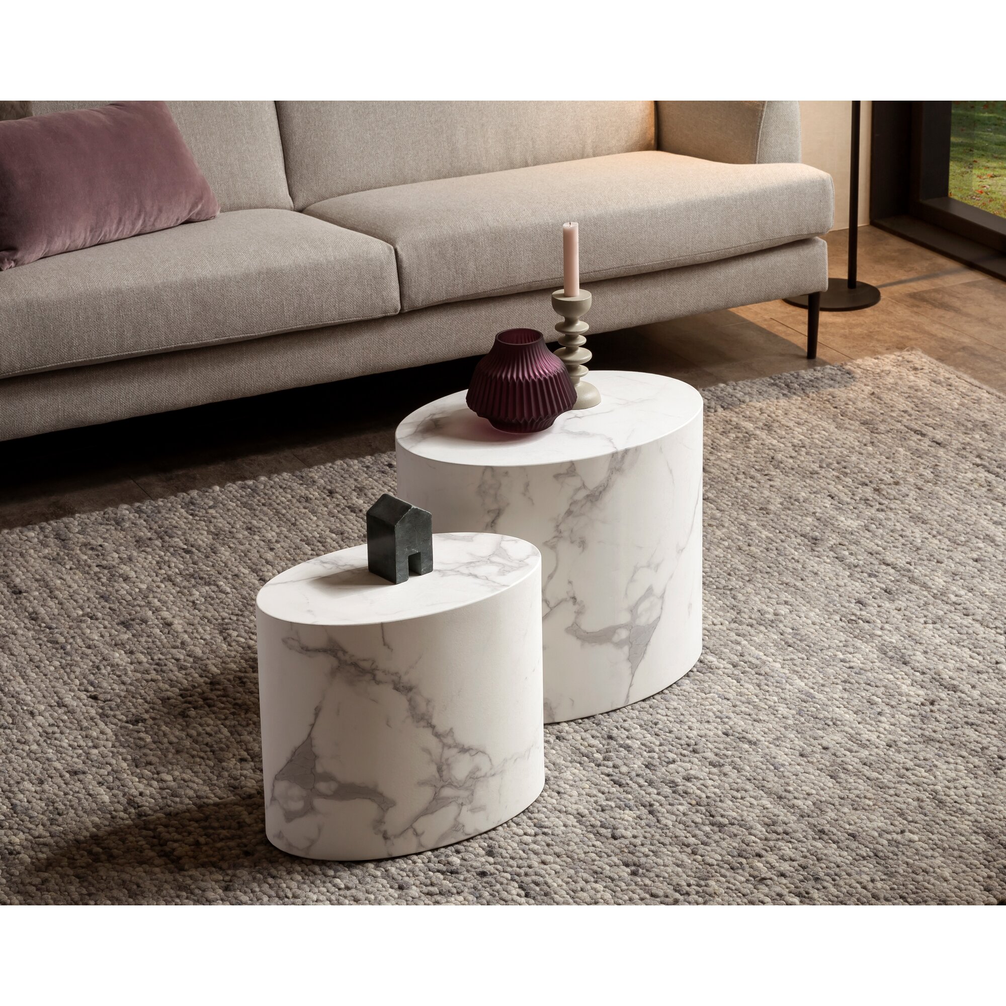 SalesFever »Harley« Couchtisch 2er-Set weiß in Marmoroptik