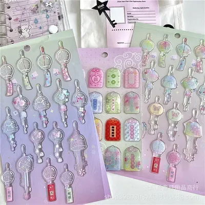 Japan Lucky Amulett Kristall Windspiel 3D Relief Aufkleber Kawaii Cut Film Aufkleber für Handyhülle Image