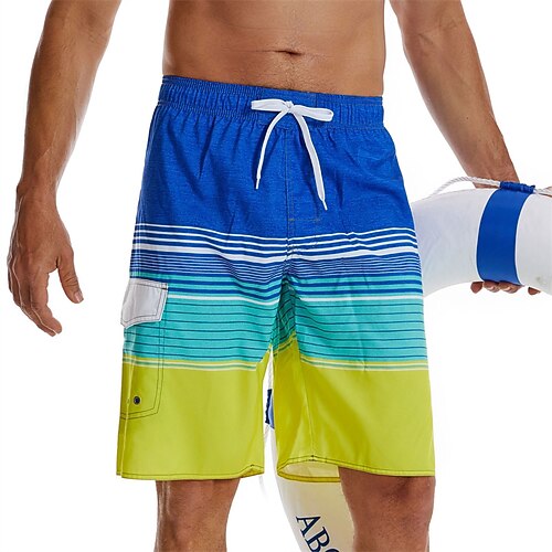 Herren Boardshorts Badeshorts Badehose Streifen Bedruckt Kordelzug Mit Taschen Schnelltrocknend Mit Taschen Boardshorts Unterteile Surfen Strand Wassersport Sommer Image