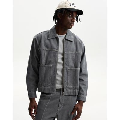 Bershka Oversized Denim Shirt Men L Grey