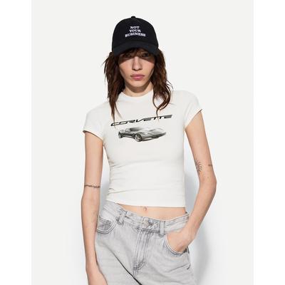 Bershka Short Sleeve Corvette T-Shirt Women S White