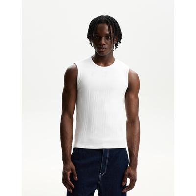 Bershka Ribbed Vest Top Men Xl Off White
