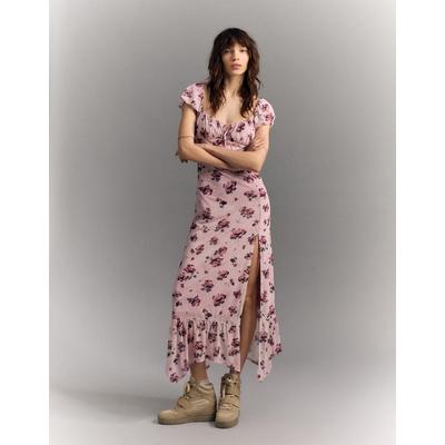 Bershka Tulle Midi Dress Women L Pink