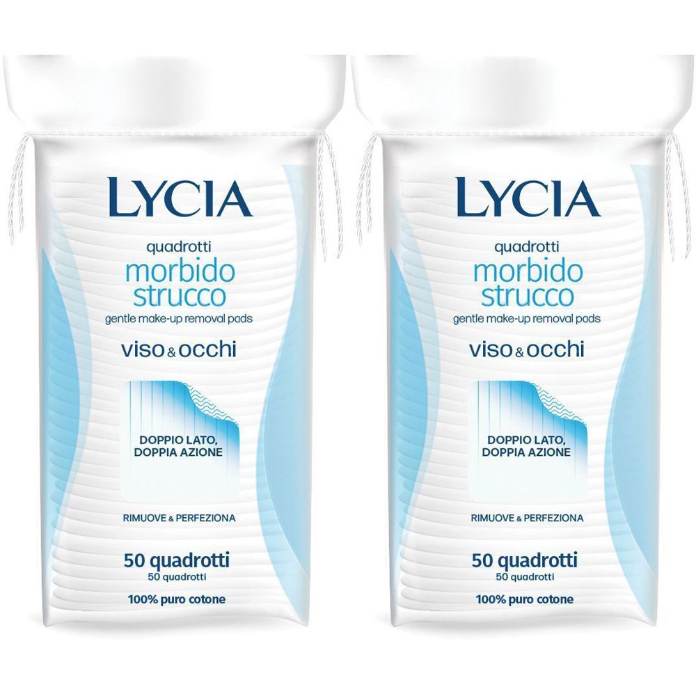 Lycia Quadrotti Morbido Strucco Viso e Occhi 2x12 pz Cotone idrofilo