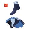Kurzsocken BENCH., Damen, Gr. 35-38, blau (2x marine, 2x blau, 2x dunkel jeans meliert, 2x hell jeans meliert), Polyamid, Baumwolle, Elasthan, unifarben, elastisch, Socken, mit eingestricktem Schriftzug am Bündchen