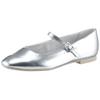 Riemchenballerina TAMARIS, Damen, Gr. 37, silber (silberfarben), Lederimitat, unifarben, metallic, klassisch, Schuhe, Blockabsatz, Businessschuh, Flats in veganer Verarbeitung