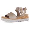 Keilsandalette GABOR "GENUA", Damen, Gr. 39, beige (sand), Ziegenveloursleder, unifarben, modisch, Schuhe, Sommerschuh, Riemchensandale, Komfortschuh in Weite G (=weit)