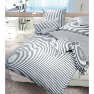Wendebettwäsche JANINE "modernclassic 3912, 100% Baumwolle", grau, B/L: 240cm x 220cm, 2 St., Mako-Satin, B/L: 80cm x 80cm & 80cm x 80cm, Mako-Satin, Obermaterial: 100% Baumwolle, Bettwäsche, mit Reißverschluss, Streifen Design Image