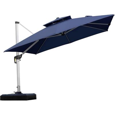 PURPLE LEAF Double Top Deluxe Square Patio Cantilever Umbrella 360 Degree Rotation 9ft/10ft/11ft/12ft Outdoor Classic Umbrella