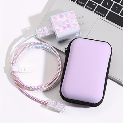 TEMU Eva Hard Shell Carrying Case For Iphone 20w Charging Cable And Accessories, 6-piece Set, Organizer For , No Battery - Cable Management Protective Kit Image