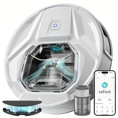 TEMU Wet-dry Vacuum Robot M320 With Wiping 3 In 1, 6000pa Vacuum Robot With Precise Distance Navigation, 800ml Dust Container, 240mins, Wlan/app, Ideal For Pet Hair, Carpets Image