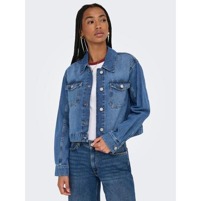 Jeansjacke ONLY "ONLLUMI LS JACKET DNM PIM NOOS", Damen, Gr. M (38), blau (medium blau denim), Web, Denim/Jeans, Obermaterial: 100% Baumwolle, unifarben, modisch, Langarm, Jacken Image