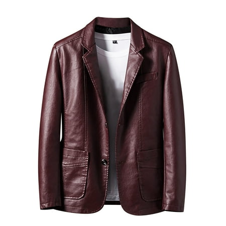 JIKNTTR Leather Jackets For Men Fashion Casual Slim Fit Faux Leather Jacket Fall Winter Leather Coat Jackets Zip Up Motorcycle Jacket Coats