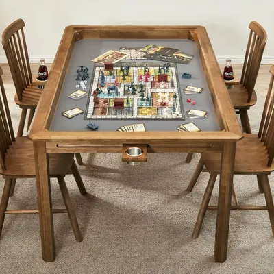 Board Game Table with Removable Table Top 4ft-9in x 2ft-9in Play Area Seats 4-6 Players Includes