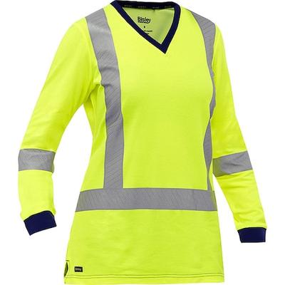 BISLEY 313W6118X-Y/L High-Visibility Shirt,Women's,V-Neck