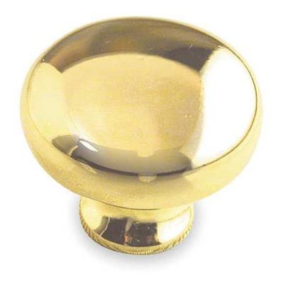 ZORO SELECT 1XNR5 Cabinet Knob, Zinc, Polished Brass, Proj. 1", PK.5
