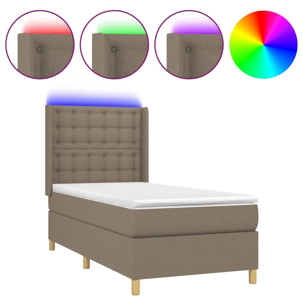 vidaXL Boxspringbett mit Matratze & LED Taupe 80x200 cm Stoff Image