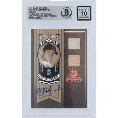 V106832 RedSox Carl Yastrzemski Boston Red Sox Autogrammkarte 2005 Donruss Diamond Kings Bronze HOF Heroes Materials Dual Bat Jersey Relics #HH-34 #/25 Beckett Fanatics Bezeugte authentifizierte 10er-Karte Carl Yastrzemski AUT DNS TRADING CARDS... Image