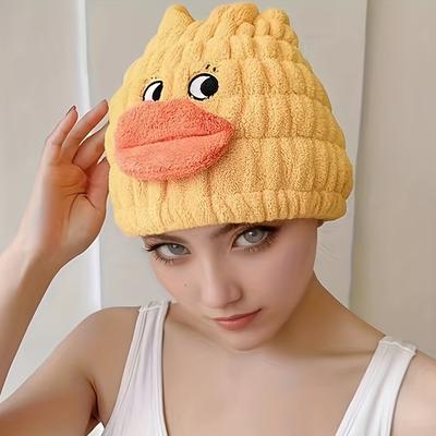 TEMU 1pc Hair Drying Fleece Cartoon Pattern Shower Cap Soft Absorbent Hair Towel Shower Cap Image