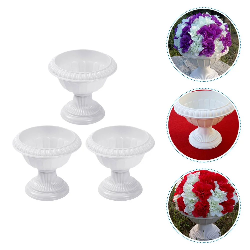 3 Stück römisches Becken Wegweiser Vase Vintage Blumentopf Blumentöpfe Pflanzen dekor zarten Plastik garten Image