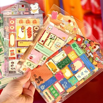 2 Stücke Japanische Retro Niedlichen Cartoon PET Transparent Cut Film Aufkleber Sammelalbum Journal Collage DIY Deco Schreibwaren Telefon Fall Aufkleber Image