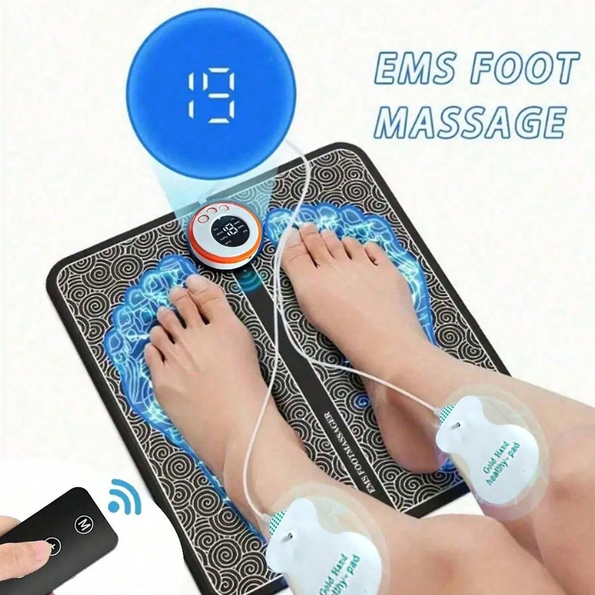 Elektrische EMS Fußmassagegerät Pad Linderung Schmerzen Entspannen Füße Akupunkturpunkte Massagematte Schock Muskelstimulation Verbessern Sie die Durchblutung Image