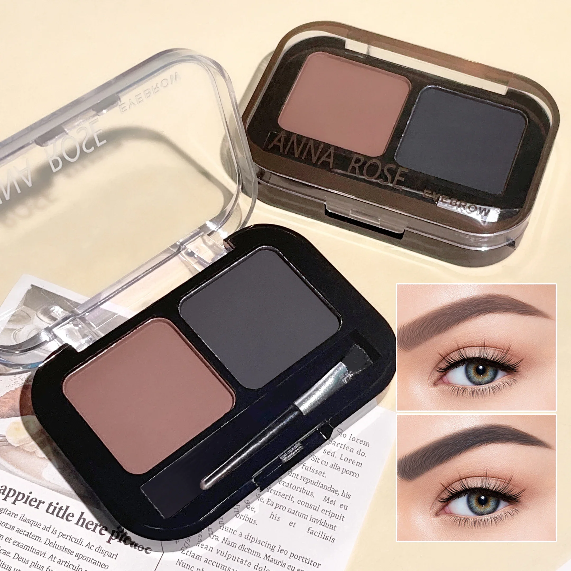 2 farben Augenbraue Pulver Palette Make-Up Schwarz Braun Augenbraue Enhancer Professionelle Wasserdichte Kosmetische Lidschatten Palette mit Pinsel Image