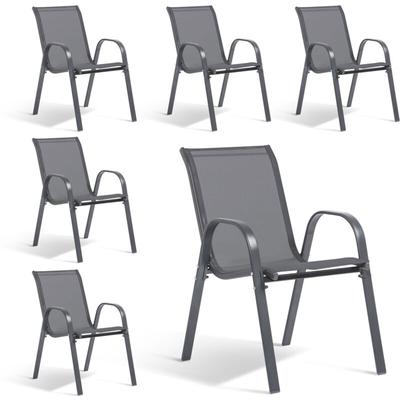 Terre Jardin - Textilene Gartenstühle - 6 Stück, Größe 54x72x90 cm, Verstärktes Metall, Image