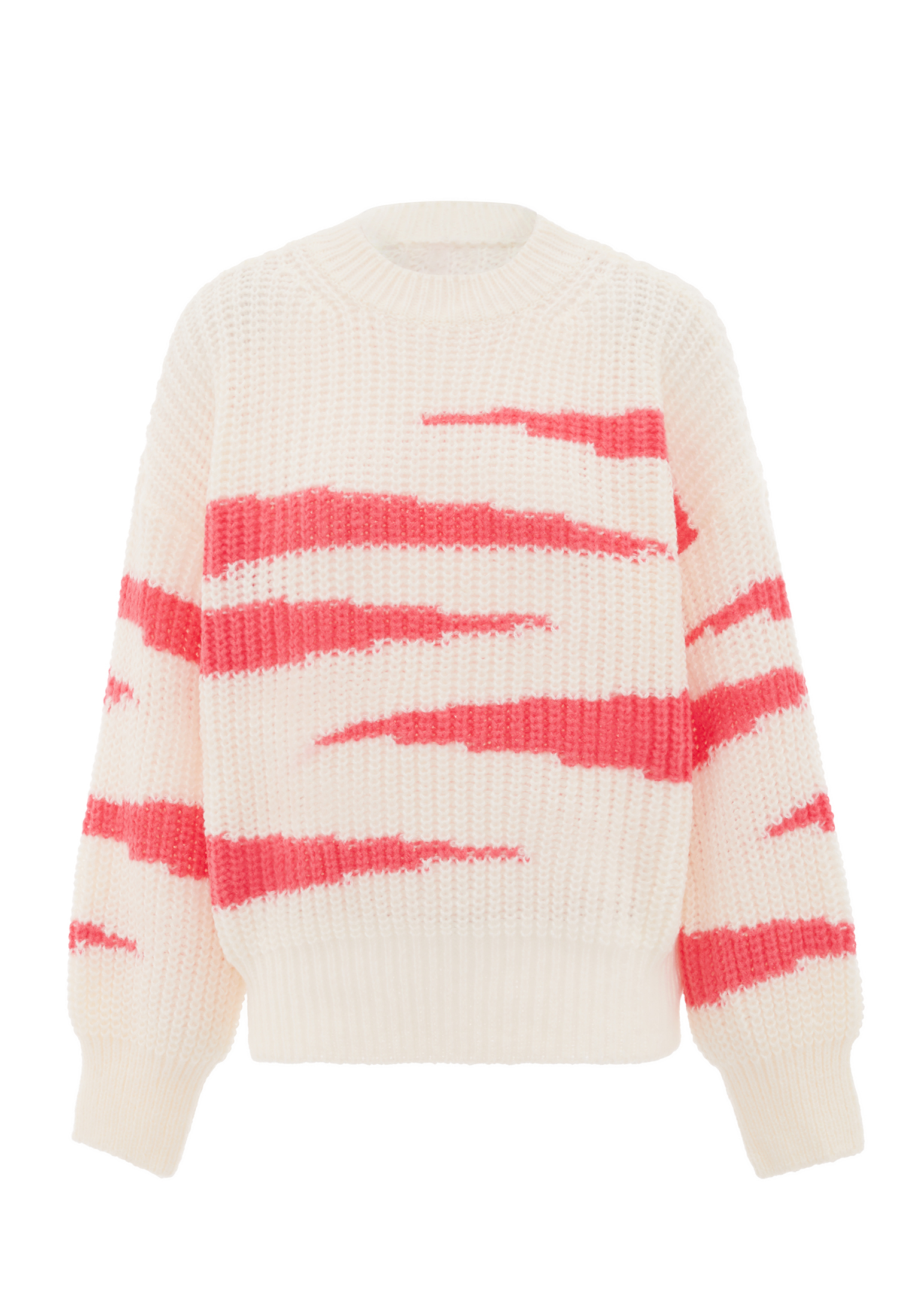 Mymo Pullover Damen Wollweiss Koralle Image