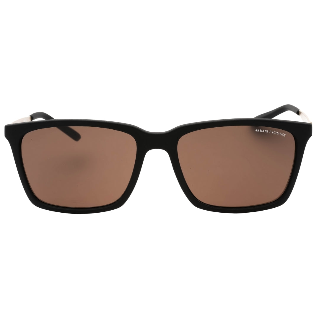Armani Exchange Sonnenbrille mit braunen Glasern und mattschwarzen Glasern Image