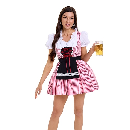 Oktoberfest Kleid Dienstmädchen Bayerisch Deutsch Wiesn Damen Stoff im traditionellen Stil Kleid Schürze Image