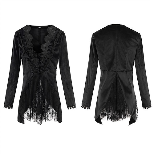 Retro Vintage Punk Gothic Steampunk Mantel Maskerade Smoking Vampir Pestdoktor Spitze Kostüm Damen Halloween Karneval Maskerade Party Halloween Erwachsene Mantel Image