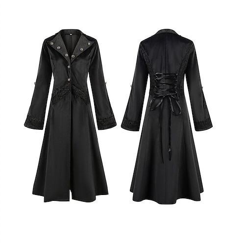 Retro Vintage Punk Gothic Steampunk Mantel Maskerade Smoking Vampir Pestdoktor Spitze Kostüm Damen Halloween Karneval Maskerade Party Halloween Erwachsene Mantel Image