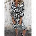 Damen kleid lang Casual kleid A Linie Kleid Sommerkleid Boho-Kleid Stilvoll Brautkleider schlicht Urlaub Täglich Regular Fit Blumen Halbe Ärmel V Ausschnitt Schwarz Wein Blau Sommer