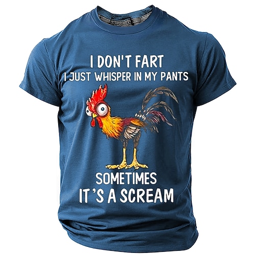 Herren Lustiges Grafik T-Shirt mit Hahn 'Ich pupse nicht ich flüstere nur manchmal in meine Hose dass es ein Schrei ist' Kurzarm Image