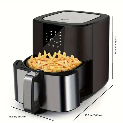 KitCook Large Air Fryer, 1500W 7QT AirFryer Cooker, Adjustable Temperature 100-400°F, 8 Presets