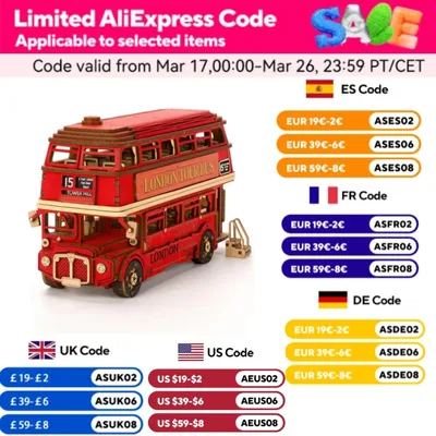 Robotime rolife London Tour Bus 3D Wooden Puzzles Wood Model Toy Car to Build Crafts Collectibles