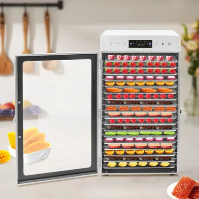 18-Layer Stainless Steel Fruit Dryer – Food Dehydrator with Timer, LED Lights, and Circular Heat