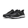 Golfschuh PUMA "IGNITE Innovate Golfschuhe aus Leder Herren", Gr. 42, schwarz (schwarz silber metallic), Obermaterial: Textil, Kuhleder, Synthetik; Futter: Textil; Innensohle: Textil; Laufsohle: Synthetik, Schuhe