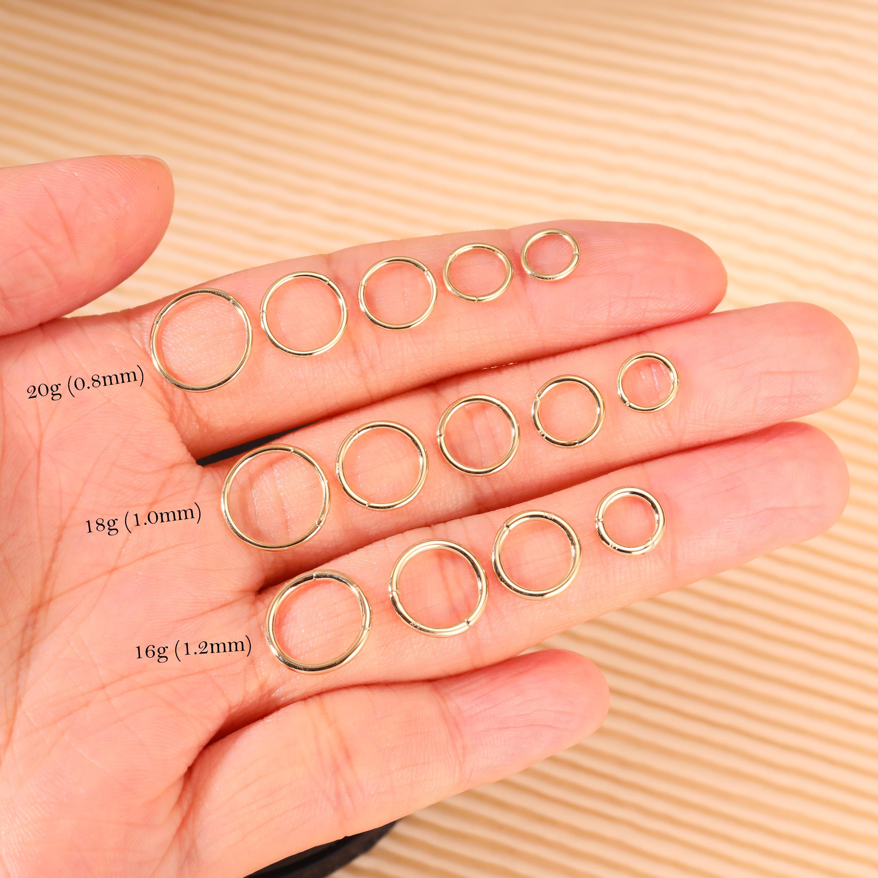 14K Solid Gold Klapp Clicker Hoop, Daith Hoop Ohrring, Knorpel Clicker, Huggie Hoop, Conch Helix Hoop, Nasenring, Septum Ring 16g/18g/20g