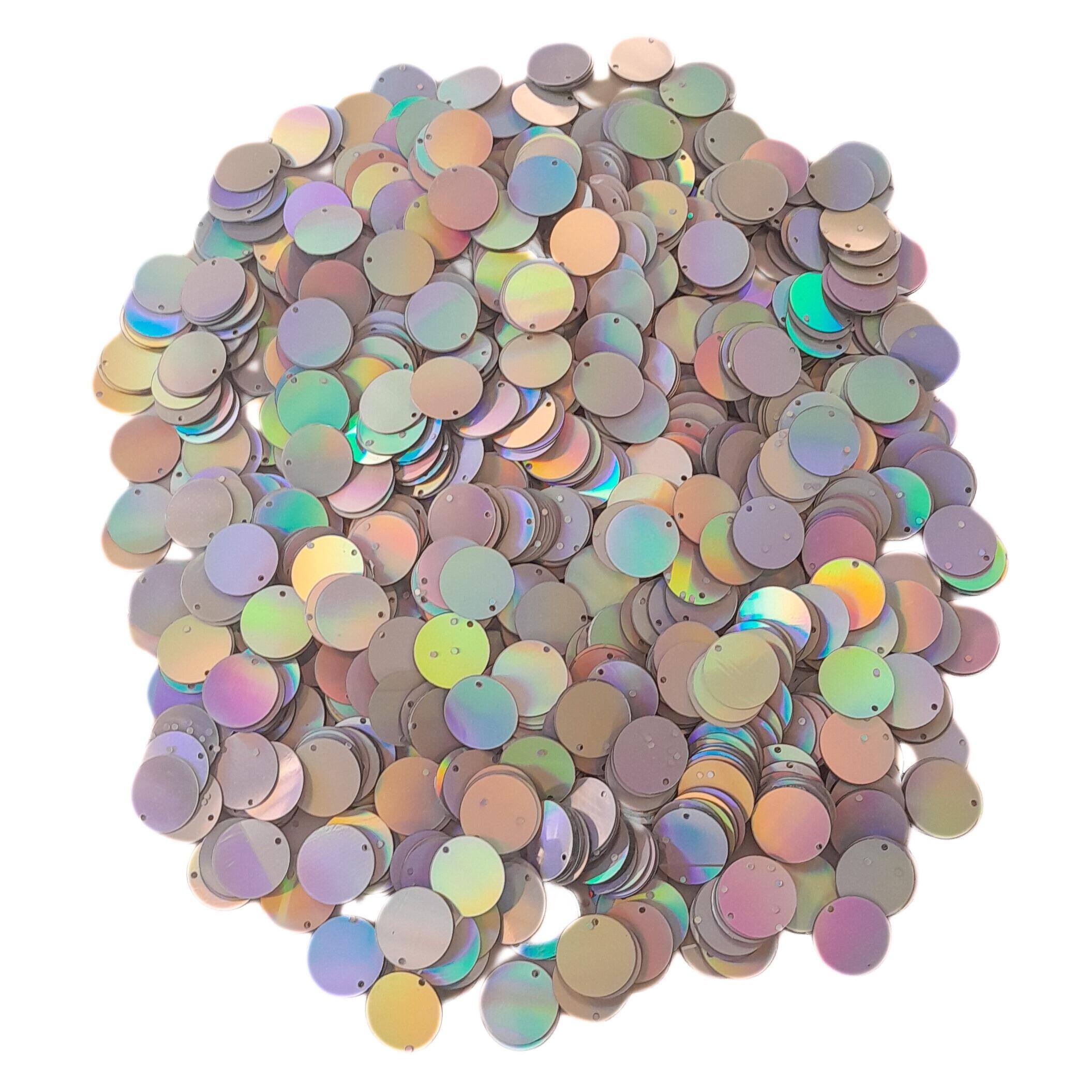 Paillettes rondes holographiques arc-en-ciel de 20 mm/30 mm, paillettes plates irisées avec orifice supérieur, fournitures créatives en vrac