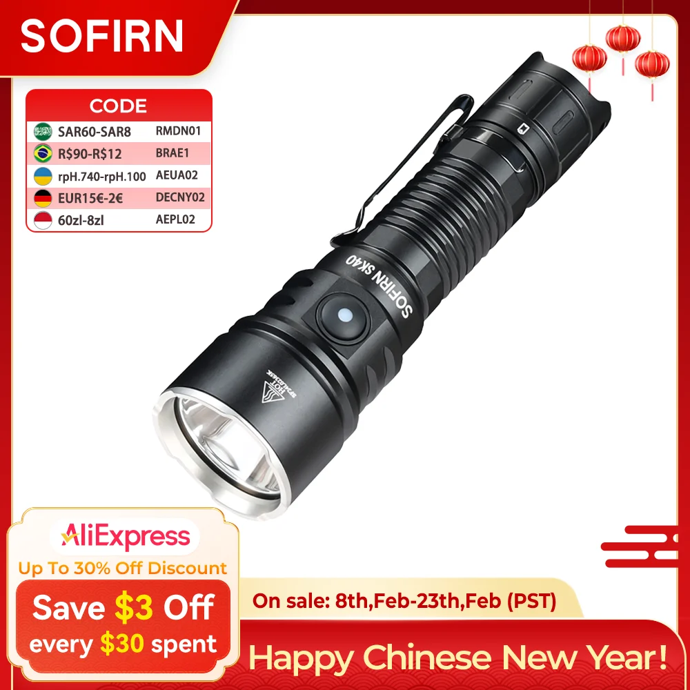 Sofirn SK40 3200 lm leistungsstarke taktische Taschenlampe SFT70 LED-Licht 21700 USB C wiederaufladbar Fern 580 m EDC-Taschenlampe IP68-Lampe Image