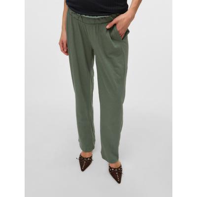 Schlupfhose MAMALICIOUS "MLIVY JRS PANTS NOOS", Damen, Gr. M (38), N-Gr, grün (agave grün), Jersey, Obermaterial: 100% Baumwolle, unifarben, modisch, loose fit lang, Hosen Image