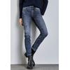 Slim-fit-Jeans STREET ONE "Style YORK", Damen, Gr. 25, Länge 30, blau (mid blau wash), Denim/Jeans, Obermaterial: 78% Baumwolle, 21% Polyester, 1% Elasthan, unifarben, casual, slim fit knöchelfrei, Jeans, im Five-Pocket Style