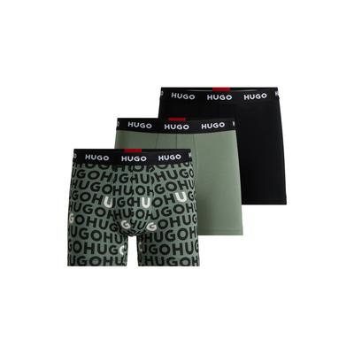 Boxershorts HUGO UNDERWEAR "BOXERBR TRPLT DESIGN", Herren, Gr. L, lila (open miscellaneous 965), Jersey, Obermaterial: 95% Baumwolle, 5% Elasthan, eng, Unterhosen, Markenlogo am elastischem Bund Image